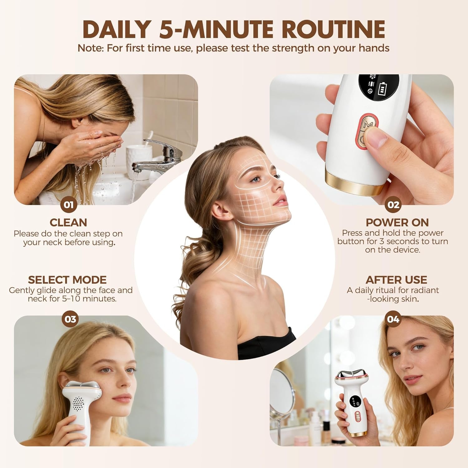 Advanced Red Light Therapy Facial Device with Electric Gua Sha Massager, Microcurrent Technology for Firming and Lifting, Warm and Cold Compress Features for Enhanced Skincare Absorption and Puffiness Reduction