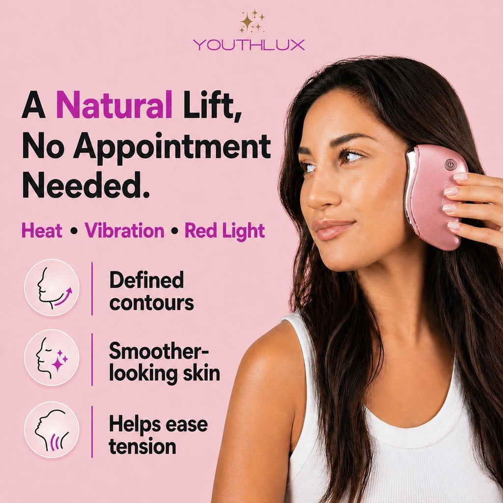 Prosculpt Heated Gua Sha Facial Massager - Electric Tool for Facial Sculpting, Relaxation, and Skincare with Soothing Vibrations and Ergonomic Design (Rose Gold)