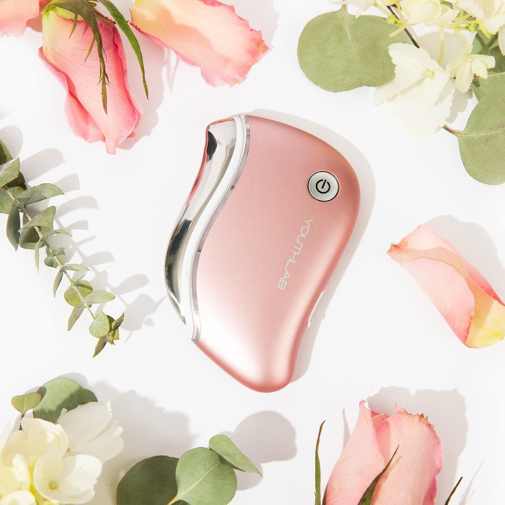 Prosculpt Heated Gua Sha Facial Massager - Electric Tool for Facial Sculpting, Relaxation, and Skincare with Soothing Vibrations and Ergonomic Design (Rose Gold)