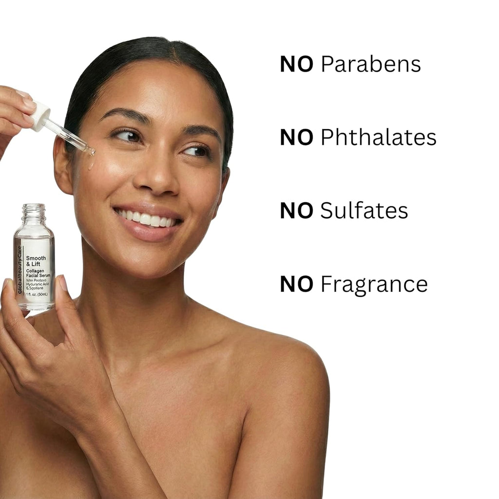 Collagen Facial Serum for Hydration and Firmness with Peptides, Hyaluronic Acid, and Squalane - Fast-Absorbing Formula, 1 Fl Oz (1-Pack)
